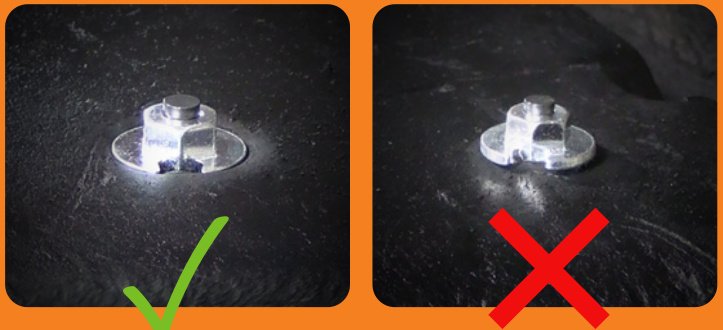 SS installation comparison: shoulder top flush with the rubber on the left, shoulder protruding above the rubber on the right